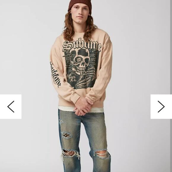 Urban outfitters Sublime Skull Long Beach Crew Neck Sweatshirt sz small New - Picture 4 of 12